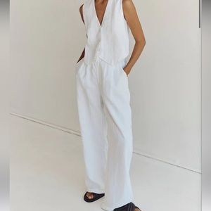 DISSH WHITE LINEN PANT US SIZE 8